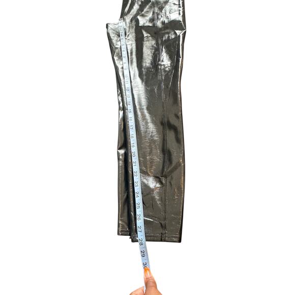 Spanx Black Shiny Pull On Stretch Sleek Faux Patent Leather Leggings Size XL - Picture 11 of 12